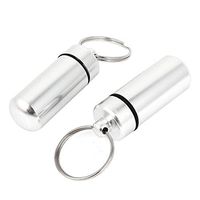 Aluminum Waterproof Pill Bottle Drug Holder Container Keychain 2pcs