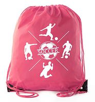 Soccer Party Favors | Soccer Drawstring Backpacks for Birthday Parties, Team events, and much more! - 10PK Pink CA2500SOCCER S5