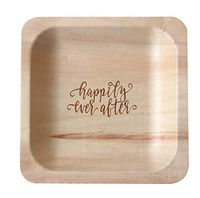 "Happily Ever After" StatementWare Disposable Wedding Plates (50-Pack)—100% Natural, Eco-Friendly Alternative to Plastic Wedding Plates, Catering Plates and Dessert Plates (5.5" x 5.5")