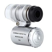 Salmue 45X/60X Mini Microscope Pocket Magnifier for Sewing Electronic Repair and Reading Loupe Magnifying Glass Jewelry with LED Light Inspection Jewelry Magnifier(60X)