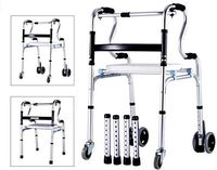 Standard Walkers Walking Aid Walking Stick Wheeled Dual-use Folding for The Elderly, Aluminum Four-Leg Adjustable Non-Slip Walking Frames