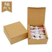WEEPA Gift Boxes Bulk 4x4x2 inches 50pcs Kraft Brown Gift Boxes with Lids for Gifts Crafting Baby Shower Wedding Favor Boxes Easy Assemble Boxes (Brown 4x4x2)
