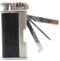 Mr. Brog Leather Tobacco Pipe Lighter and Czech Tool - All in One - Model LGHT08 Silver Black