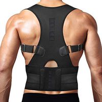 Thoracic Back Brace Posture Corrector - Magnetic Support for Neck Shoulder Upper and Lower Back Pain Relief - Perfect Posture Brace for Cervical Lumbar Spine - Fully Adjustable Belt (Black, Small)