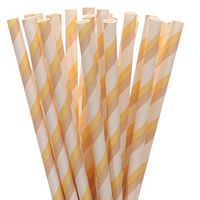 Biodegradable Paper Straws Yellow And Tan Striped (50)