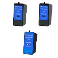 Amsahr M4640 Remanufactured Replacement Dell Ink Cartridges for Printers/Faxes with 2 Black and 1 Color Cartridges Ink