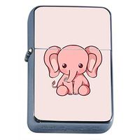 Pink Elephant Flip Top Oil Lighter Em1 Smoking Cigarette Silver Case Included
