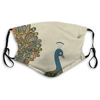 Fashion Comfortable Windproof mask,Oriental Background with Motley Bird Figure Tail Artistic Ornate,Printed Facial Decorations for Unisex S