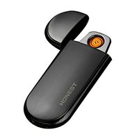 Ultra-Thin Electronic Coil Lighter Portably USB Rechargeable Stainless Steel Case Cigarette & Cigar Lighter Tungsten Wire Lighter with Shake Gravity Sensor Ignition (Silk Black)