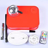 Douup Premium Arab Hookah Set, Square Box Acrylic Hookah with 1 Hose, Remote Control Shisha Smoking Set, 4 Color Free to Choose,Red