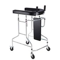 Walkers-Standing Walking Bracket with Seat and Brake Wheel, U-Shaped Support Platform for Height Adjustment and Armrests - Mobile for Elderly Disabled People