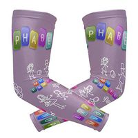 LEVEIS Letters of The English Alphabet On Glass Icons Arm Sleeves UV Protection for Men Women Sunblock Protective Gloves Running Golf Cycling Driving Long Arm Cover 1 Pair