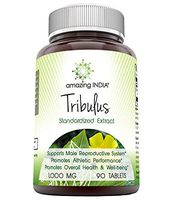 Amazing India Tribulus Extract Dietary Supplement - 1000MG Tablet (Non-GMO) - Standardized to Contain Min. 45% Saponins - Supports Lean Muscle Mass, Promotes Cardiovascular Health, Immune System (90)