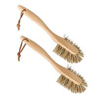 Redecker Curved Dish Brush, Set of 2, Extra-strong Union Fiber, Oiled Beechwood Handle, 10-3/5 inches, Made in Germany