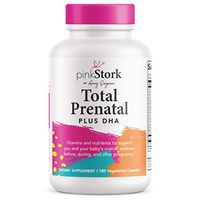 Pink Stork Total Prenatal Vitamins + DHA: Doctor Formulated, Folate + Iron + Biotin + Vitamin D + Vitamin C + Zinc + Vegetarian, Women-Owned, 180 Capsules