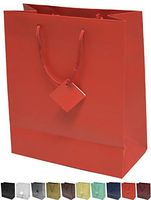 Novel Box® Red Matte Laminated Euro Tote Paper Gift Bag Bundle 8"X4"X10" (10 Count) + NB Cleaning Cloth