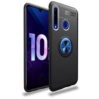 JUNXI Phone case Phone Cover Shockproof TPU Case for Huawei Honor 10i / 20i / Enjoy 9S, with Invisible Holder(Black+Black) Full Body Protection (Color : Black+Blue)