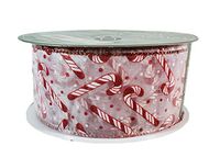 Candy Cane Red Sparkle and White Wire Edge Premium Holiday Tree Decorating Bow Gift Wrapping Ribbon 2.5" Wide by 50 Yards