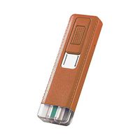 Aliturtle USB Rechargeable Outdoor Windproof Cigarettes Lighter, Electronic Flameless Tungsten Turbo Coil Lighter with Smart Chip for Traveling Camping and More, Safe and Easy Use & Charging (Brown)