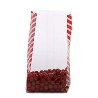 10ct Red & White Candy Striped 4x2x9" Medium Cello Cellophane Treat Food Snack Bags nfLG -1389