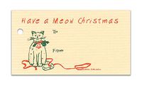 (15 Tags) Meow CAT Christmas TAN Gift Tags & Strings. Happy Holidays. to: from: Hang Tags