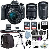 Canon EOS Rebel 77D Bundle with 18-135mm USM & EF-S 55-250mm is STM Lenses + Advanced Accessory Kit - Includes to Get Started