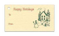 (15 Tags) Northwoods Holiday TAN Gift Tags & Strings. Happy Holidays. to: from: Hang Tags