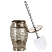 Dublin Decorative Toilet Cleaning Bowl Brush with Holder -(5" x 5" x 15.5"H) Decorative Bowl Scrubber, Space Saving Design, Contemporary Scrubbing Cleaner (Brushed Silver)