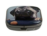 PTCRMG Image Custom Unique Pill Box Case Tablet Medicine Pocket Purse Travel Pill Vitamin Decorative Box Case Holder (Pug Dog)