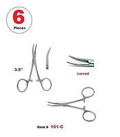 6 Pcs 3.5" Hemostat (Mosquito Forceps) Curved Stainless Steel