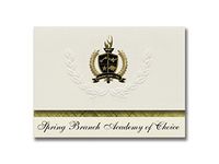 Signature Announcements Spring Branch Academy of Choice (Houston, TX) Graduation Announcements, Presidential style, Basic package of 25 with Gold & Black Metallic Foil seal