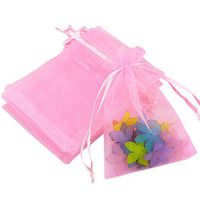 Organza Bags, G2PLUS 100 PCS 10cmX15cm (4"X6") Drawstring Organza Jewelry Pouches Wedding Party Festival Favor Gift Bags Candy Bags(Pink)