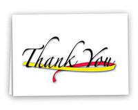 Red & Yellow Ribbon Note Cards - Thank You (12 Cards)