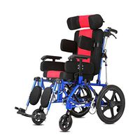 Lightweight Folding Hemiplegia Wheelchair, Adjustable Angle Full Lying Flat Reclining Cart with Seat Belts for Patients with Cerebral Palsy Handicapped,Children(NoUmbrella)