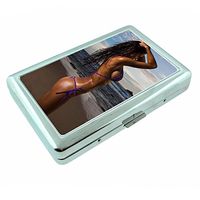 Bali Pin Up Girls Indonesia S1 Silver Cigarette Case Metal Wallet Id Holder 4" X 2.75" RFID Protection