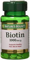 Nature's Bounty Biotin 1000 mcg Vitamin Supplement Tablets 100 ea (Pack of 2)