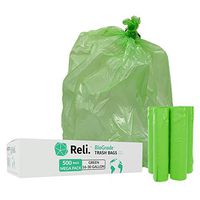 Reli. Biodegradable 16-25 Gallon Trash Bags (500 Count Bulk) Green Eco Friendly Garbage Bags 30 Gallon Strength, 20 gal, OXO-Biodegradable Under Certain Conditions (See Product Description)