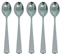 50 Silver Spoons Sturdy Durable Plastic Silverware Flatware. Elegant Disposable Silver Cutlery Set For Weddings, Parties, and Events.