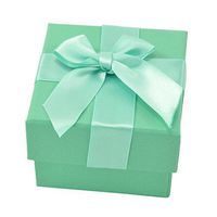 Paialco Jewelry Package Paper Gift Box Green Ribbon Bow-knot 2 1/6-Inch by 2 1/6-Inch