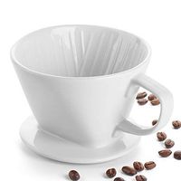 DOWAN Ceramic Coffee Dripper, Reusable Pour Over Coffee Dripper, White