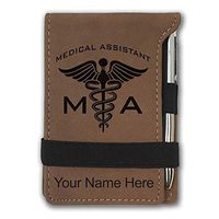 Mini Notepad, MA Medical Assistant, Personalized Engraving Included (Dark Brown)