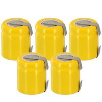 5x Exell 1/3AA NiCD 200mAh 1.2V Flat top Rechargeable Battery with Tabs