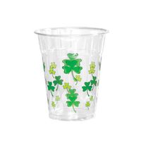 Party Essentials N122034 Soft Plastic Cup, 12-Ounce Capacity, Clovers Printing (Case of 500)