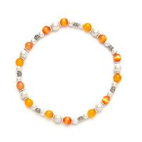 Cats Eye Orange and White Magnetrim Stretch Anklet (9")