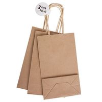 Natural Kraft Paper Gift Bag, Recycled Bags Bulk with Handles for Shopping, Packaging, Wedding, Retail, Party, Gifts (3-ct. Pack)