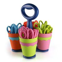 Scissor Caddy with 24 Pieces 5" Kids Pointed Scissors with Anti-Microbial (#14755)
