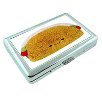 Taco Em1 Hip Silver Cigarette Case Id Holder Metal Wallet 4" X 2.75" RFID Protection