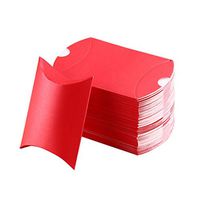 VEIREN 50 Pieces Kraft Candy Box Pillow Paper Gift Box Wedding Christmas Favor, Jewelry Packing Craft Red