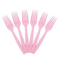 JAM PAPER Big Party Pack of Premium Plastic Forks - Pink - 100 Disposable Forks/Box