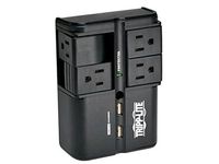Tripp Lite 4 Rotatable Outlet Surge Protector Power Strip, Wall Tap, 2 USB Charging Ports, Black, Lifetime  Warranty & $25,000 INSURANCE (SK40RUSBB)